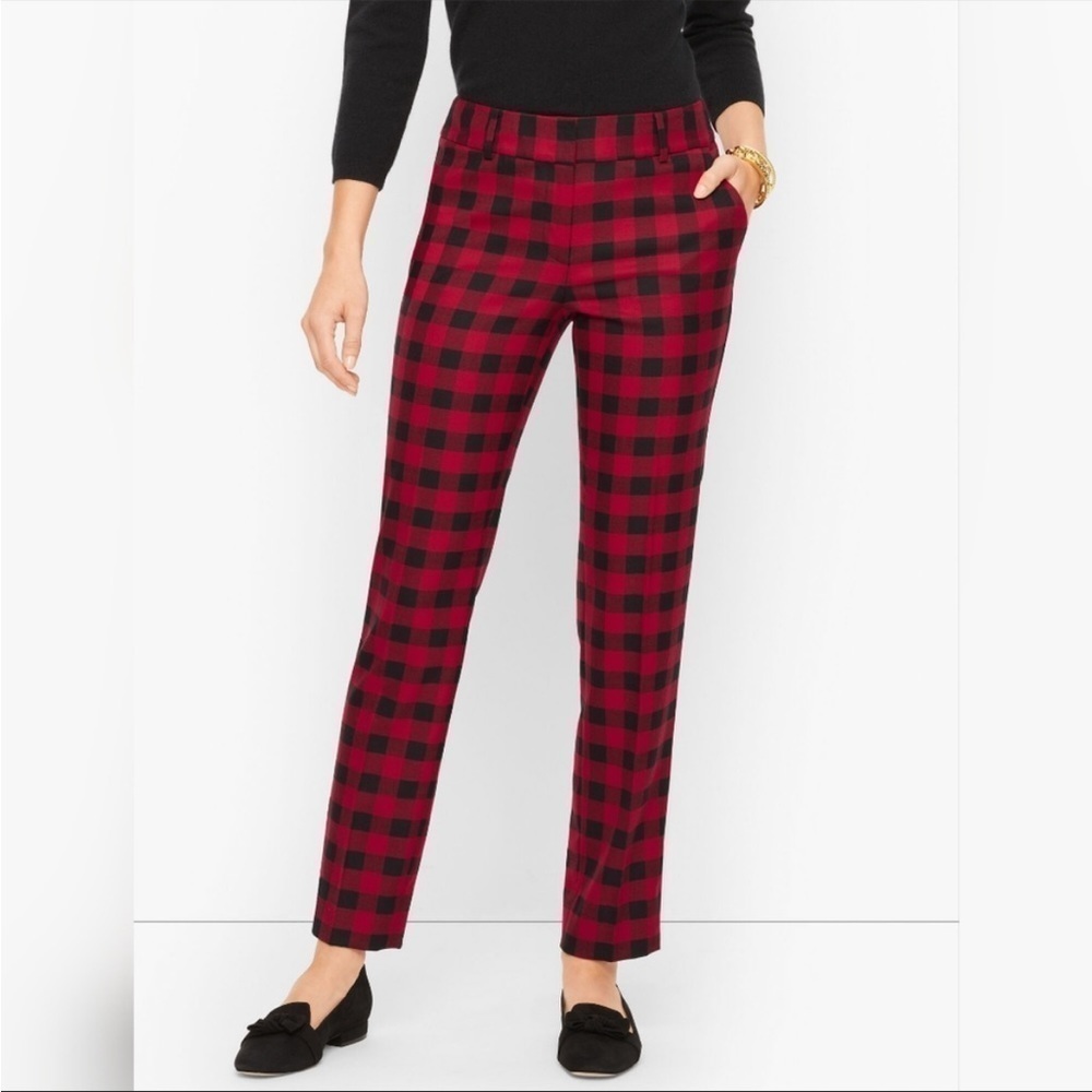 NWT Talbots Wool Pant Trouser Buffalo Plaid Hampshire Ankle Straight Leg Holiday